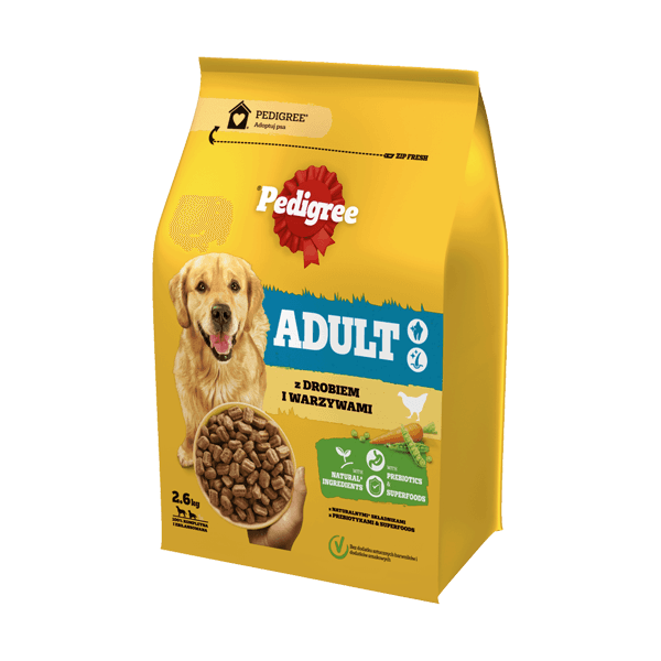 Pedigree Adult z drobiem i warzywami, średnie i duże rasy