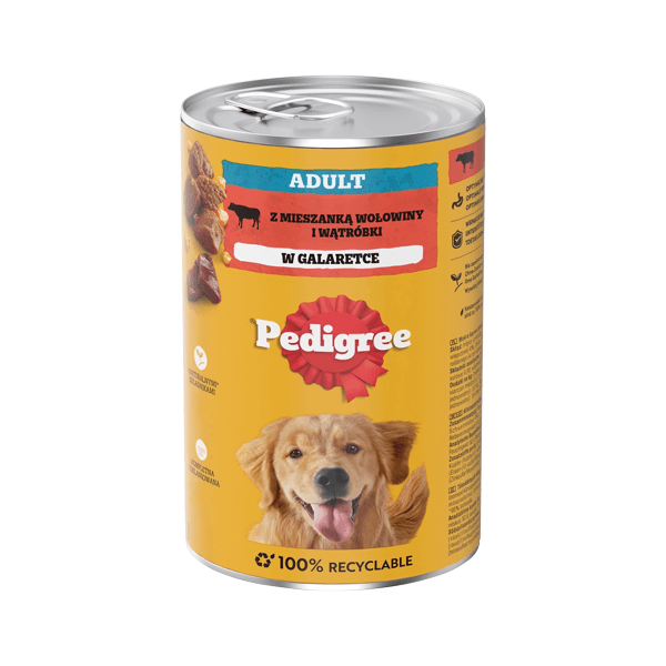 Puszka Pedigree Adult z wołowiną i wątróbką w galaretce