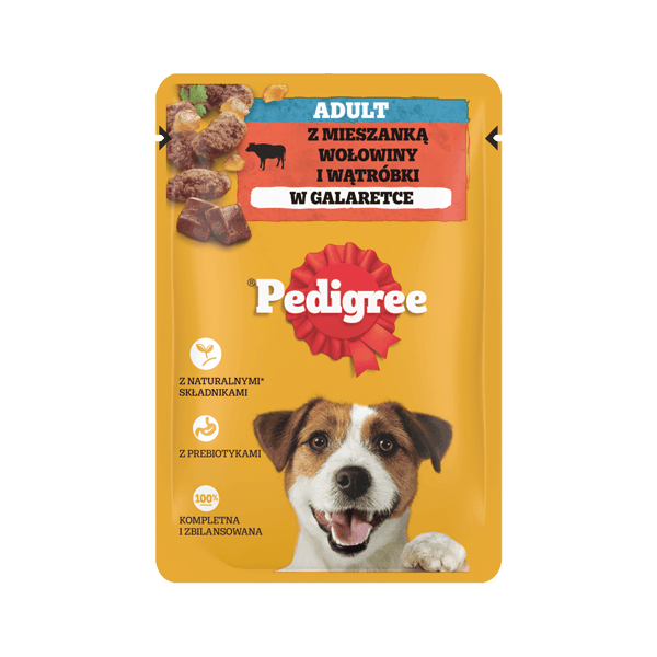 Saszetka Pedigree Adult z Wołowiną i Wątróbką w Galaretce