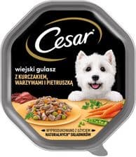 Cesar Tacka Mokra Karma Dla Dorosłych Psów W Sosie Z Kurczakiem Warzywami I Pietruszką – opakowanie karmy