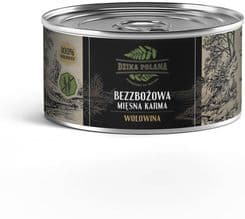 Dzika Polana Naturalna Bezzbożowa Puszka Z Wołowiną Dla Psa 100% Wołowiny – opakowanie karmy