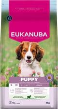 Eukanuba Sucha karma dla szczeniąt ras małych i średnich bogata w jagnięcinę i ryż 3kg – opakowanie karmy