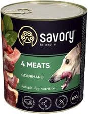 Savory Dog Adult 4 Meats Karma Mokra Dla Dorosłych Psów Wszystkich Ras 4 Mięsa – opakowanie karmy
