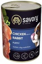 Savory Dog Puppy Rabbit Karma Mokra Dla Szczeniąt Psów Wszystkich Ras Z Królikiem I Kurczakiem